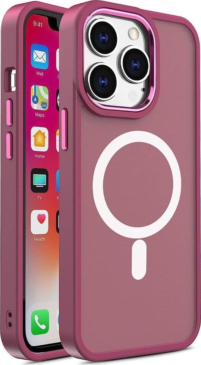 Hurtel Pancerne magnetyczne etui iPhone 14 MagSafe Color Matte Case - burgundowe