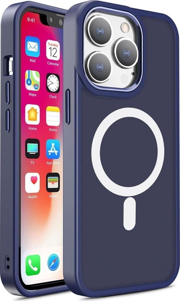 Hurtel Pancerne magnetyczne etui iPhone 14 MagSafe Color Matte Case - niebieskie