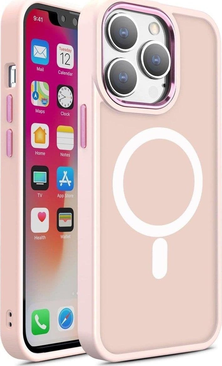 Hurtel Pancerne magnetyczne etui iPhone 14 MagSafe Color Matte Case - różowe