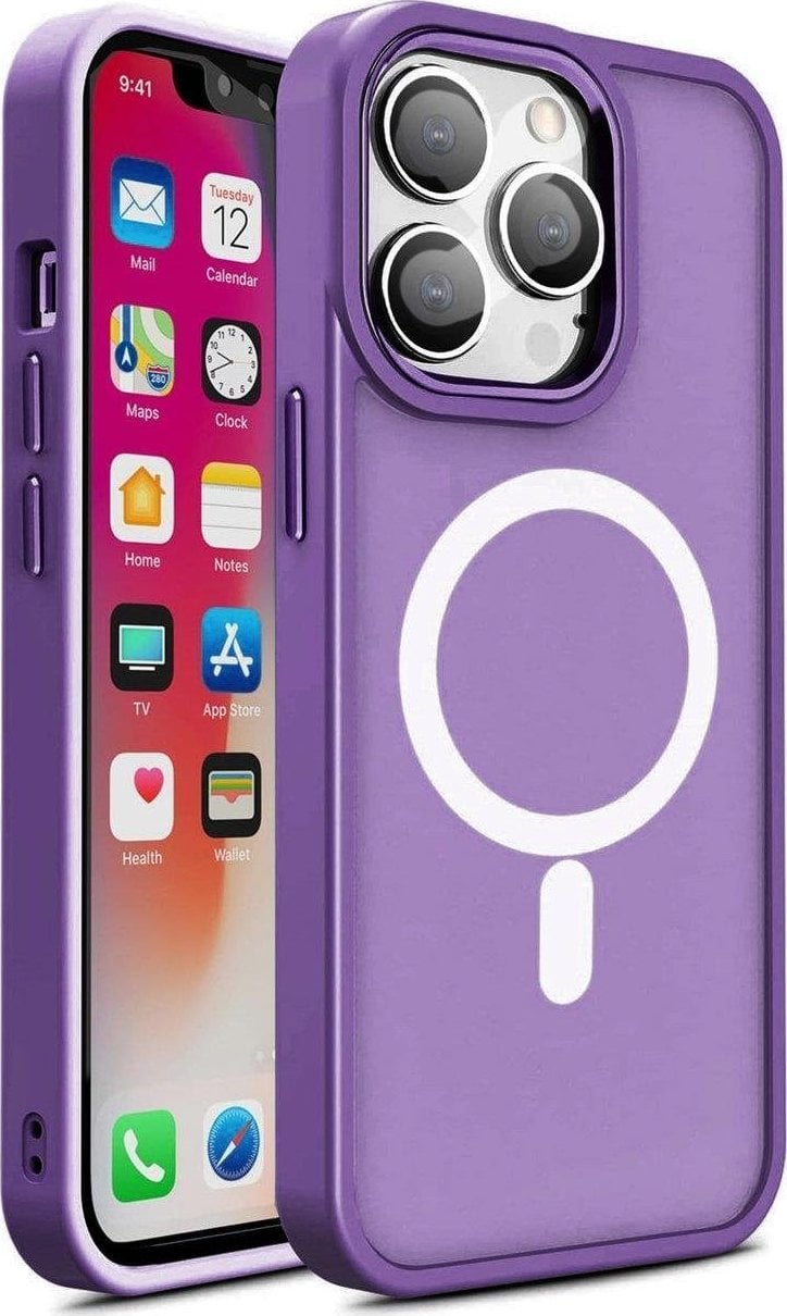 Hurtel Pancerne magnetyczne etui iPhone 14 Plus MagSafe Color Matte Case - fioletowe