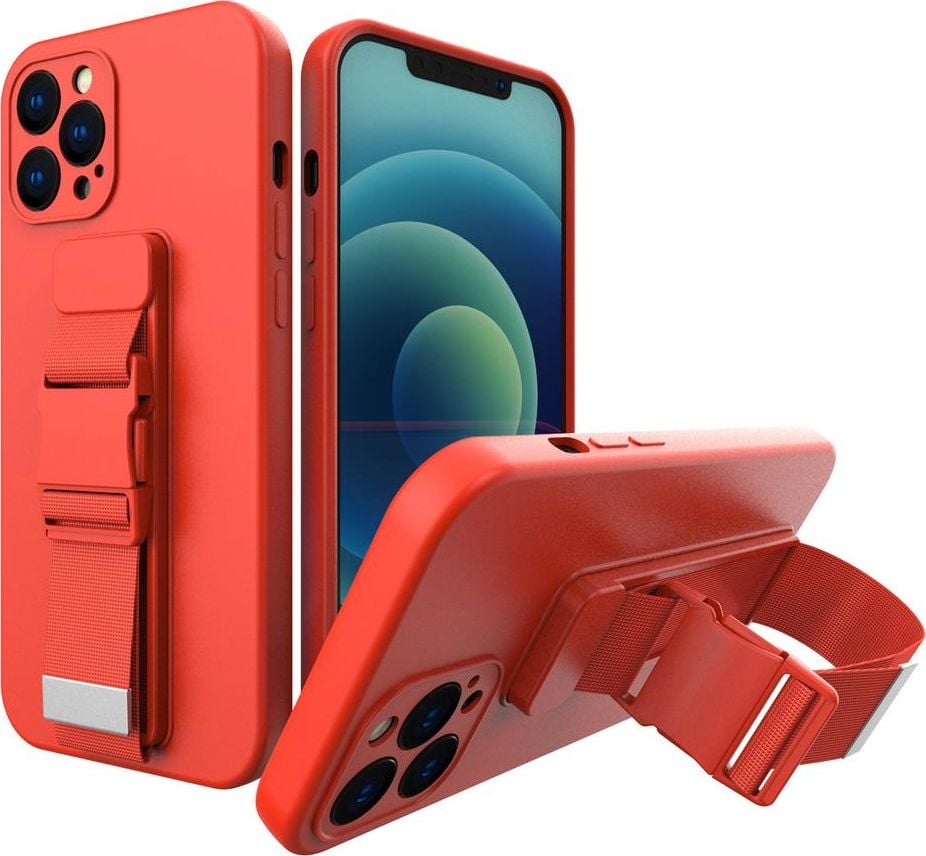 Telefon de telefon mobil Huawei Y6II înveliș din silicon carcasă sluță cu lanț Hurtel Rope case este o husă de silicon moale, echipată cu o curea de lanț, care poate fi folosită ca geantă sau cârlig pentru telefonul iPhone XR, de culoare roșie. Pent