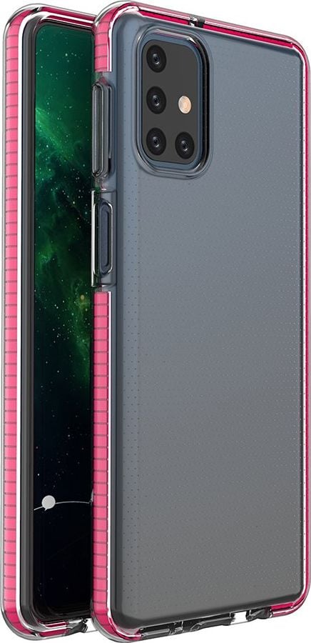 Hurtel Spring Case pokrowiec żelowe etui z kolorową ramką do Samsung Galaxy M31s ciemnoróżowy