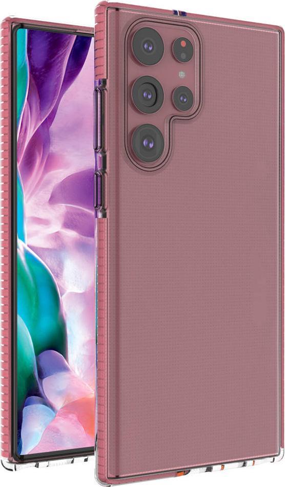 Hurtel Spring Case pokrowiec żelowe etui z kolorową ramką do Samsung Galaxy S22 Ultra jasnoróżowy