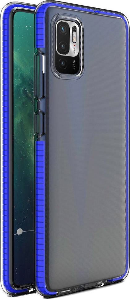 Hurtel Spring Case pokrowiec żelowe etui z kolorową ramką do Xiaomi Redmi Note 10 5G / Poco M3 Pro ciemnoniebieski