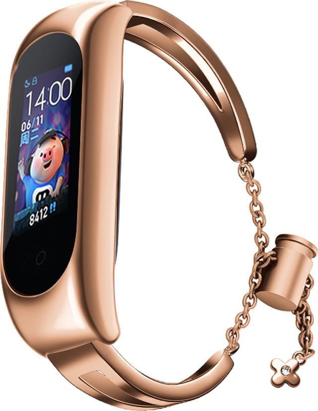 Hurtel Zamienna metalowa opaska bransoleta łańcuszek pasek do Xiaomi Mi Band 6 / 5 / 4 / 3 różowe złoto