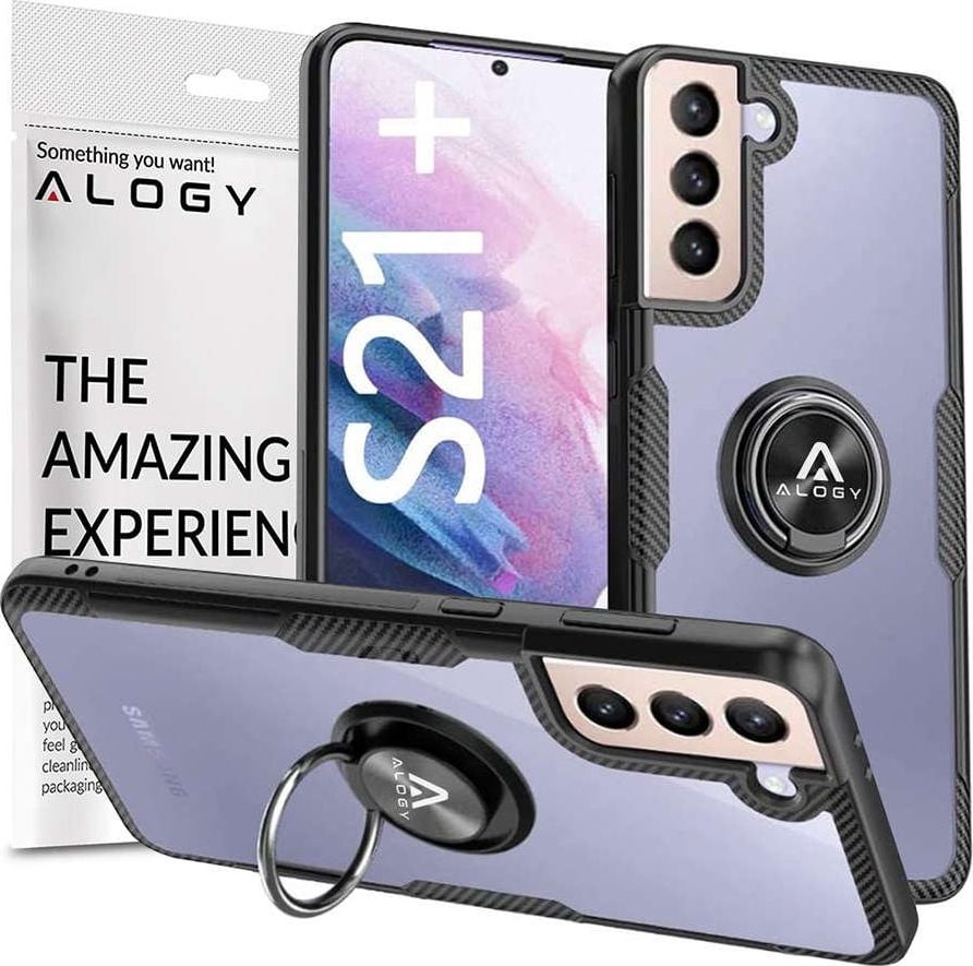 Husa Alogy Alogy Ring Holder Clear Armor pentru Samsung Galaxy S21 Plus neagra