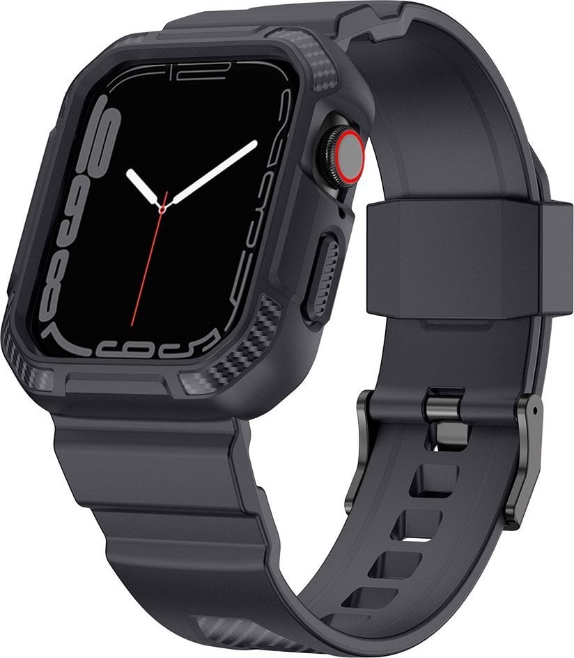 Husă blindată Kingxbar Kingxbar CYF106 2in1 pentru Apple Watch SE, 8, 7, 6, 5, 4, 3, 2, 1 (41, 40, 38 mm) cu curea gri