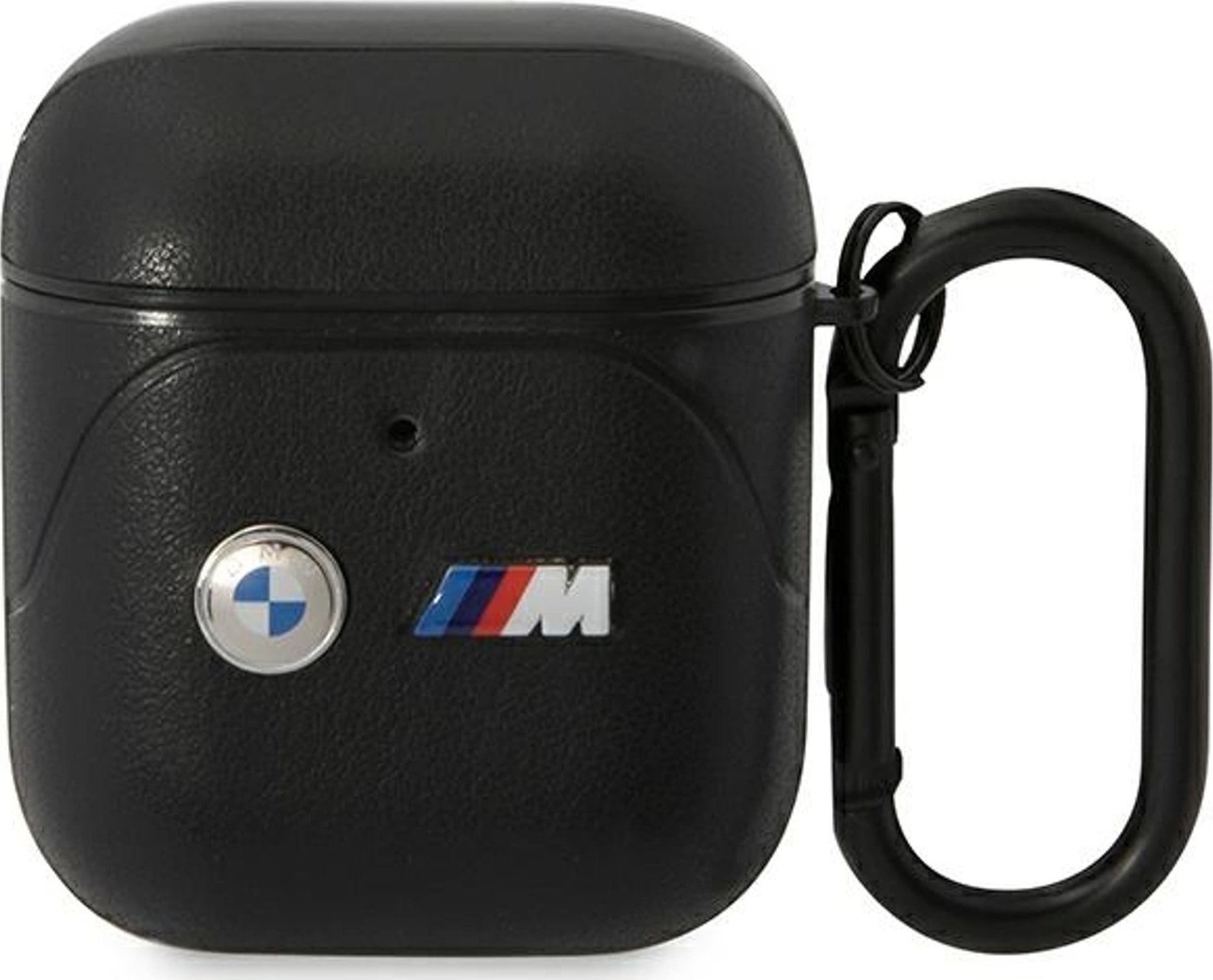 Husa BMW BMW BMA222PVTK AirPods 1/2 negru/negru Linie curbata din piele