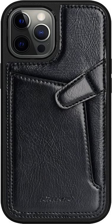 Husa compatibila cu Apple iPhone 12 mini Negru Poliuretan termoplastic Buzunar card Tip Carcasa, NILLKIN-25249