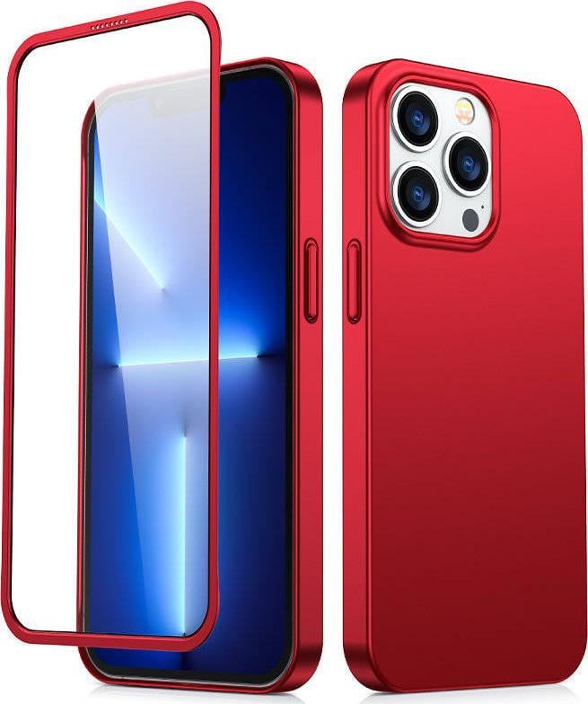 Husă completă Joyroom Joyroom 360 pentru iPhone 13 Pro Husă din spate și față + sticlă securizată roșie (JR-BP935 roșu)