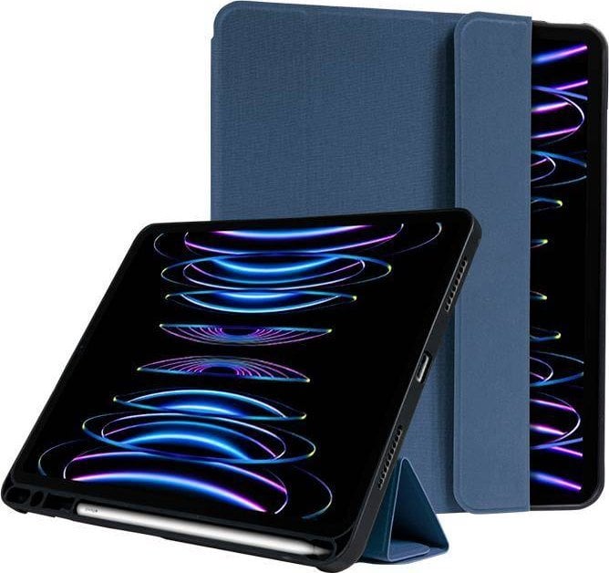 Husă Crong Crong FlexFolio pentru tabletă pentru iPad Pro 11 (2022-2021) / iPad Air 10.9 (a 5-a-4-a generație) cu Apple Pencil (albastru)