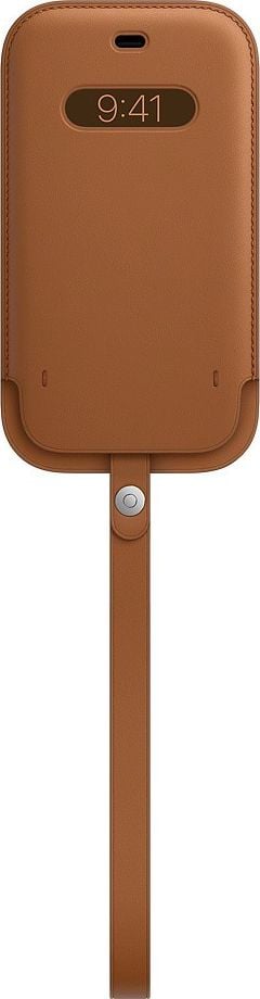 Husa de protectie Apple pentru iPhone 12 | 12 Pro, Leather Sleeve, MagSafe, Saddle Brown
