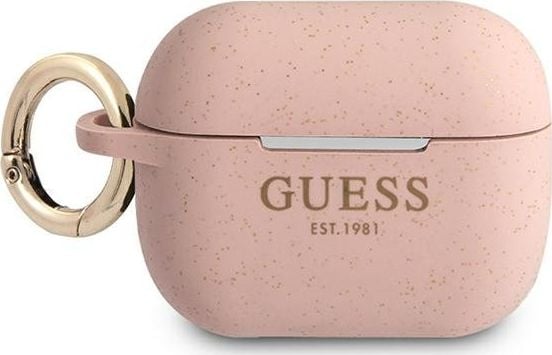 Husa de protectie pentru AirPods Pro, Guess, Silicon, Roz