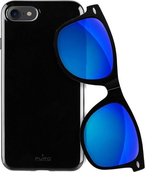 Husa de protectie Puro Sunny Kit pentru iPhone 7 / iPhone 8 + Ochelari de soare, Silicon, Negru