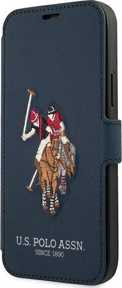 Husa de protectie US Polo Assn. Embroidery pentru iPhone 12/12 Pro, Piele ecologica, Bleumarin