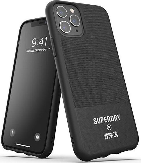 Husă Dr Nona SuperDry din pânză turnată pentru iPhone 11 Pro Max, neagră/neagră 41550