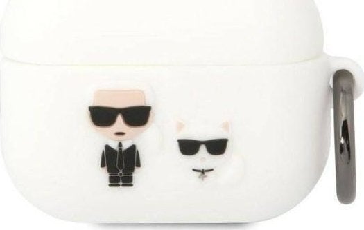 Husa Karl Lagerfeld Karl Lagerfeld KLACAPSILKCW Husa Apple AirPods Pro alb/alb Silicon Karl & Choupette