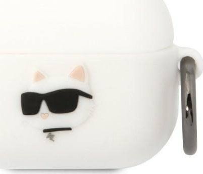 Husa Karl Lagerfeld Karl Lagerfeld KLAPRUNCHH Husa Apple AirPods Pro alb/alb Silicon Choupette Head 3D