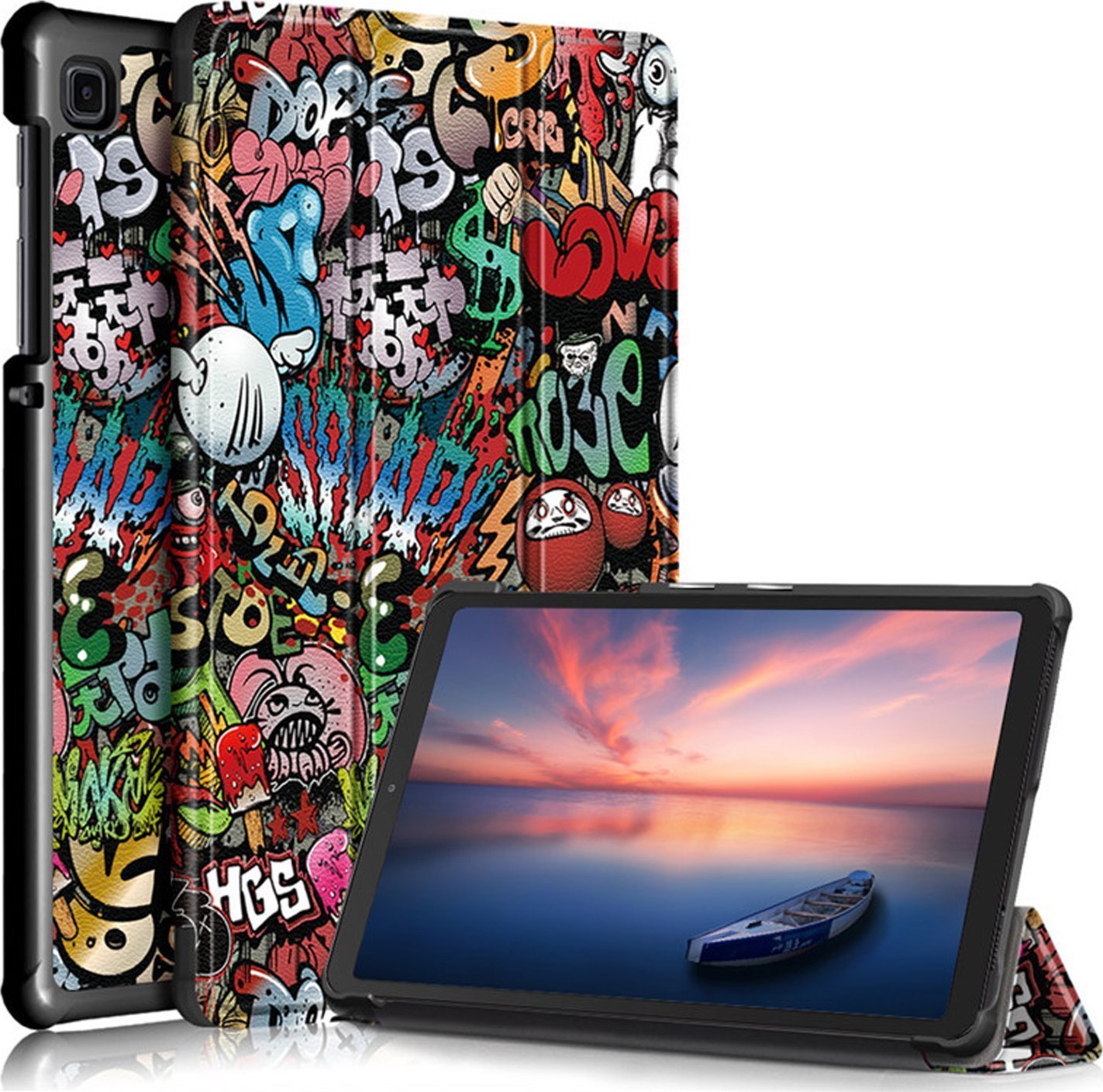Husă pentru tabletă Strado Graphic Case Husă inteligentă pentru Samsung Galaxy Tab A7 Lite 8.7 T220/T225 (Graffiti) universal