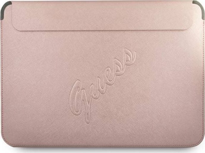 Husa Premium Guess Sleeve Saffiano Scrip Compatibila Cu Laptop / Macbook Pro / Air 13inch, Rose Gold