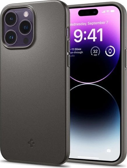 Husa slim Spigen Thin Fit compatibila cu iPhone 14 Pro Gunmetal