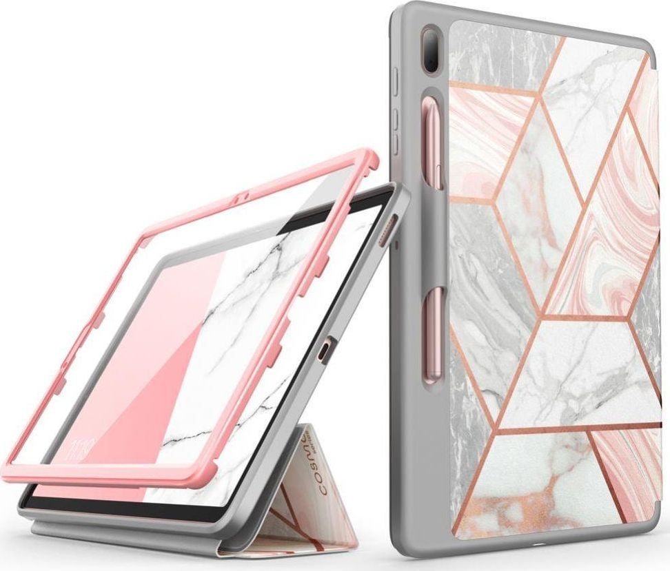 Husa Supcase Cosmo pentru Samsung Galaxy Tab S7 FE 5G 12.4 inch cu protectie display, Marble