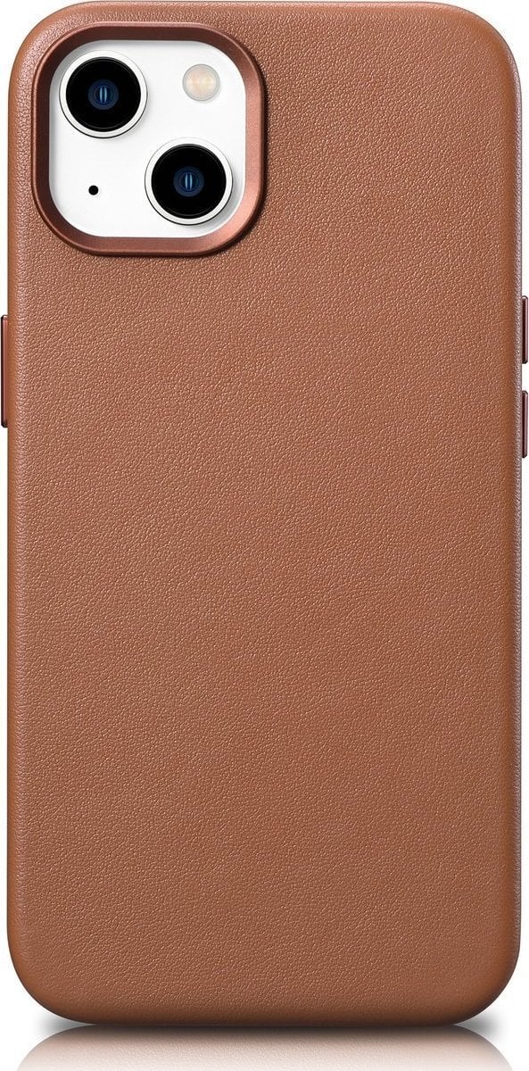 iCarer iCarer Case Leather pokrowiec etui z naturalnej skóry do iPhone 14 brązowy (WMI14220705-BN) (kompatybilne z MagSafe)