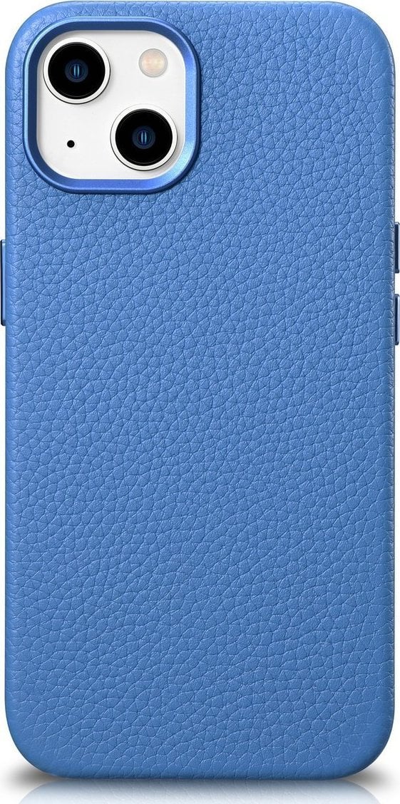 iCarer iCarer Litchi Premium Leather Case skórzane etui iPhone 14 magnetyczne z MagSafe jasnoniebieski (WMI14220709-LB)