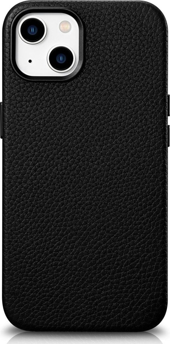 iCarer iCarer Litchi Premium Leather Case skórzane etui iPhone 14 Plus magnetyczne z MagSafe czarny (WMI14220711-BK)