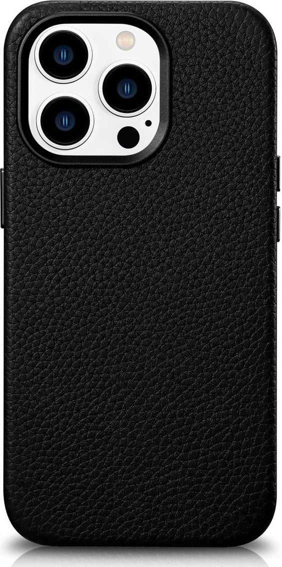 iCarer iCarer Litchi Premium Leather Case skórzane etui iPhone 14 Pro magnetyczne z MagSafe czarny (WMI14220710-BK)