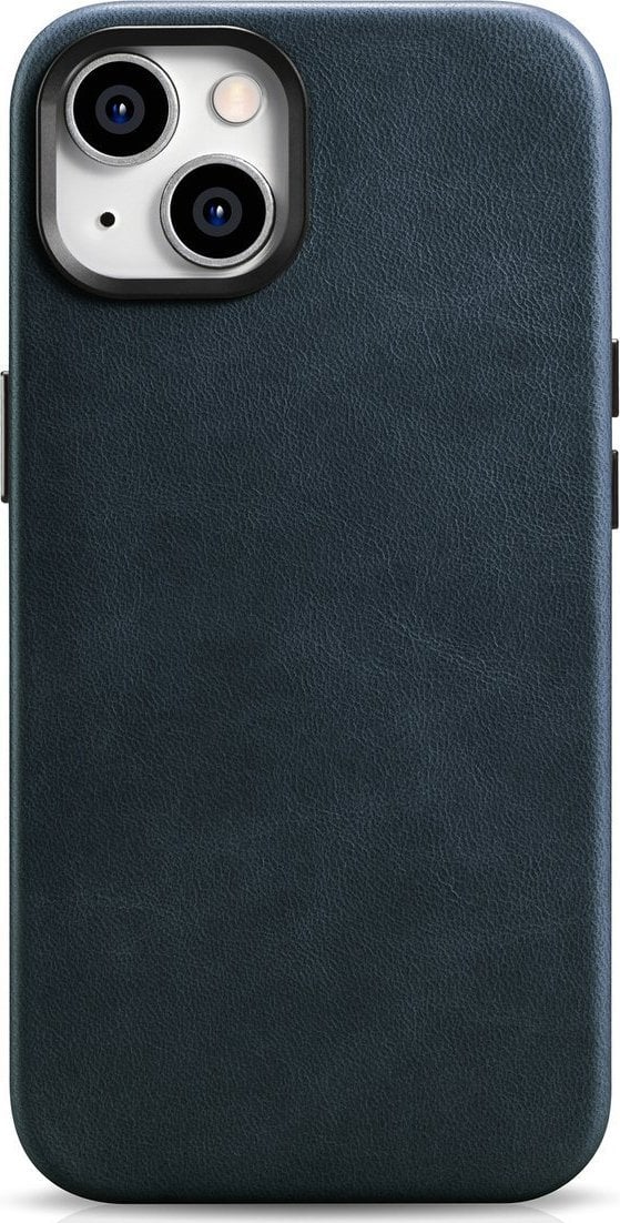 iCarer iCarer Oil Wax Premium Leather Case skórzane etui iPhone 14 magnetyczne z MagSafe ciemnoniebieski (WMI14220701-BU)