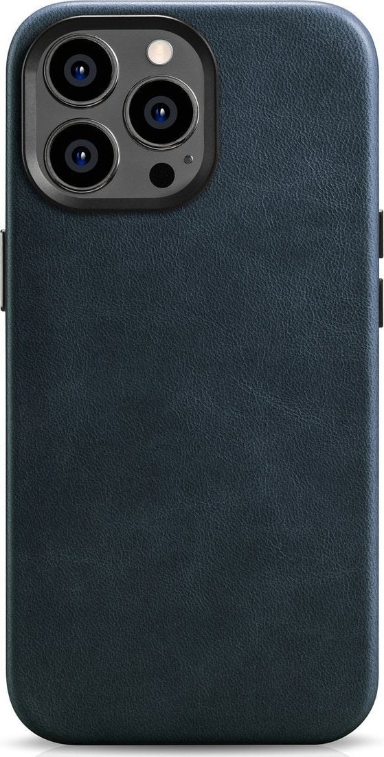 iCarer iCarer Oil Wax Premium Leather Case skórzane etui iPhone 14 Pro magnetyczne z MagSafe ciemnoniebieski (WMI14220702-BU)