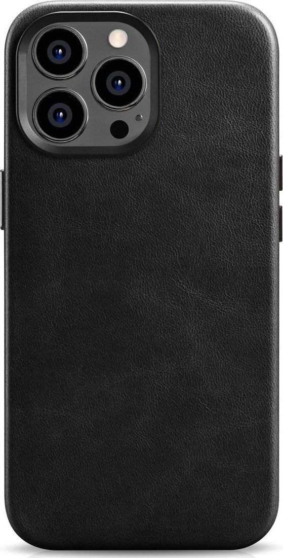 iCarer iCarer Oil Wax Premium Leather Case skórzane etui iPhone 14 Pro Max magnetyczne z MagSafe czarny (WMI14220704-BK)