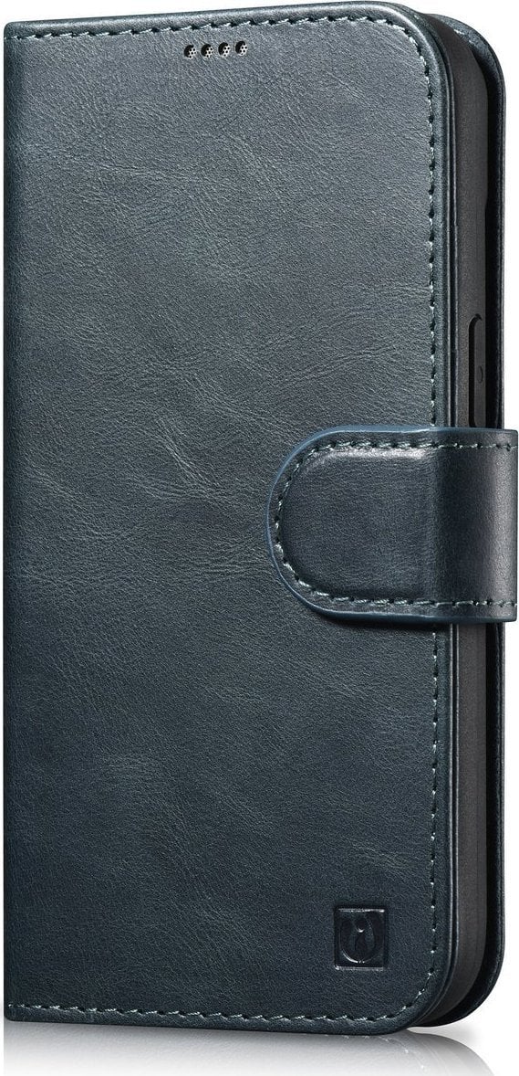 iCarer iCarer Oil Wax Wallet Case 2in1 etui iPhone 14 Plus skórzany pokrowiec z klapką Anti-RFID niebieski (WMI14220723-BU)