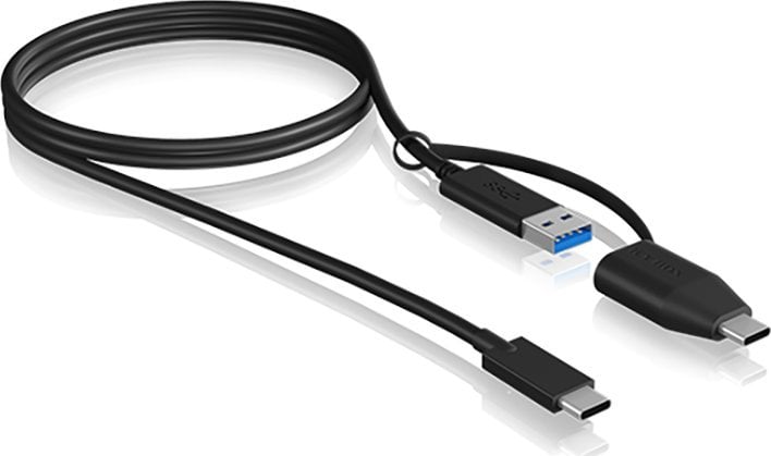Icy Box USB-C - USB-C + cablu USB-A 1 m Negru (IB-CB034)