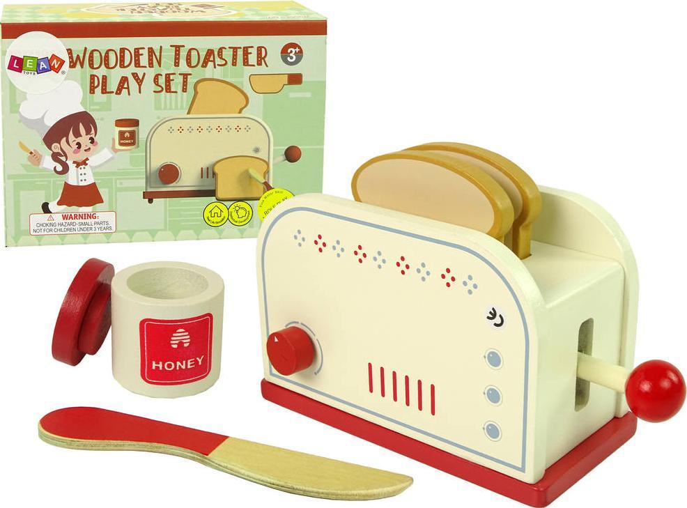 Import leantoys Accesorii din lemn pentru prăjitor de pâine Mic dejun Bucătărie Copii