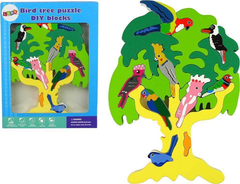 Import leantoys copac din lemn păsări papagali blocuri de construcție bricolaj puzzle din lemn