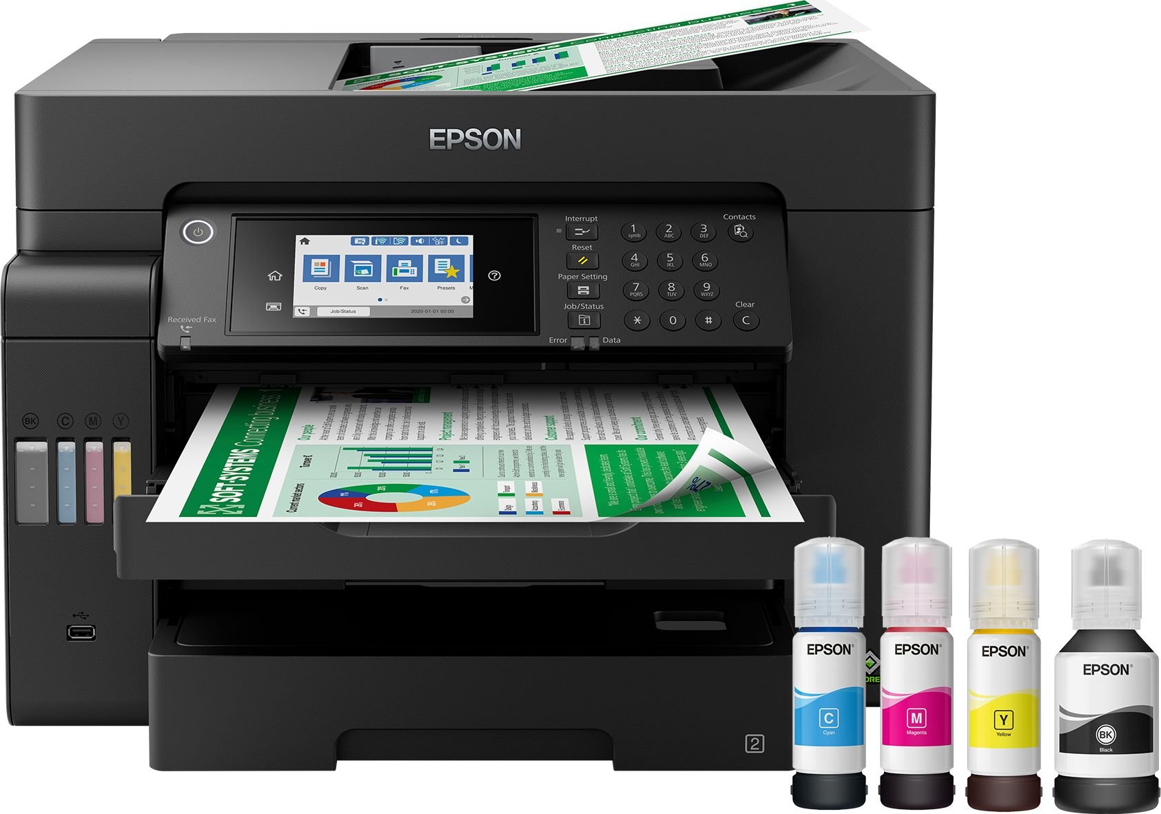 Imprimante si multifunctionale - Imprimanta multifunctionala inkjet color Epson EcoTank L15150, Duplex, Retea, Wireless, A3