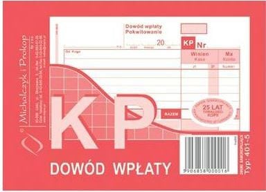 Hartie si produse din hartie - Imprimarea dovada platii KP A6 wielokopia, 80kart., M & P (38K012A)