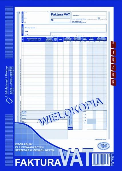 imprimarea pe factura TVA wielokopia net, 80 de carduri M &amp; P (38K008B)