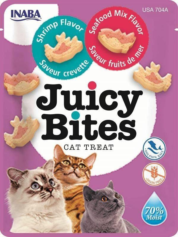 Inaba Foods Churu Juicy Bites Mix de fructe de mare de creveți 33,9 g, tratare pentru pisici