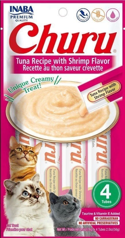 Inaba Foods Gustare Inaba CHURU Ton cu creveti pentru pisici 4x14g