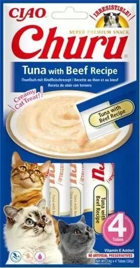 Inaba Foods Inaba CHURU Ton cu carne de vita pentru pisici 4x14g