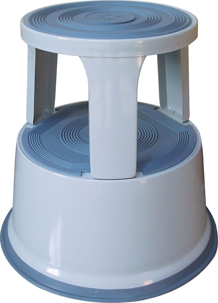 Inaltator mobil de birou Q-CONNECT Step Stool, taburet metalic, inaltime 43 cm, diametru 295/445 mm, 5 kg, gri