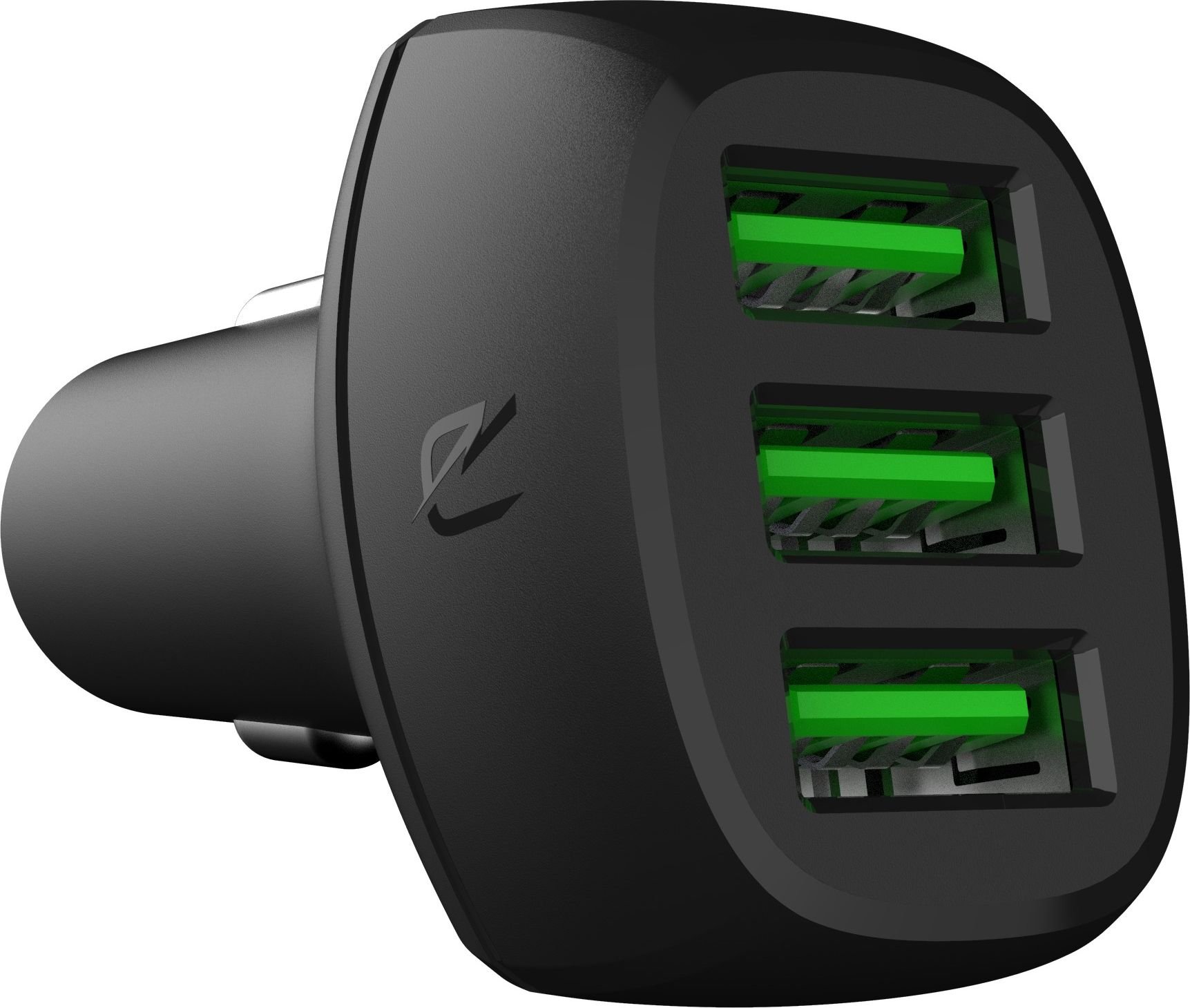 Incarcator auto Green Cell PowerRide, 54W, UltraCharge, 3 x USB-A, LED verde, Universal, Negru