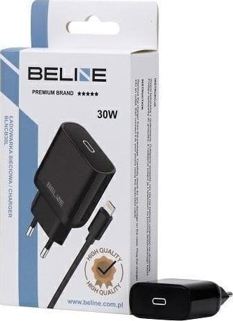 Incarcator Beline Incarcator de perete 30W GaN USB-C + cablu lightning, negru