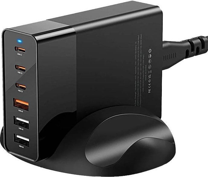 Încărcător Blitzwolf Încărcător de rețea Blitzwolf BW-S25, 75 W, 3x USB + 3x USB-C (negru)