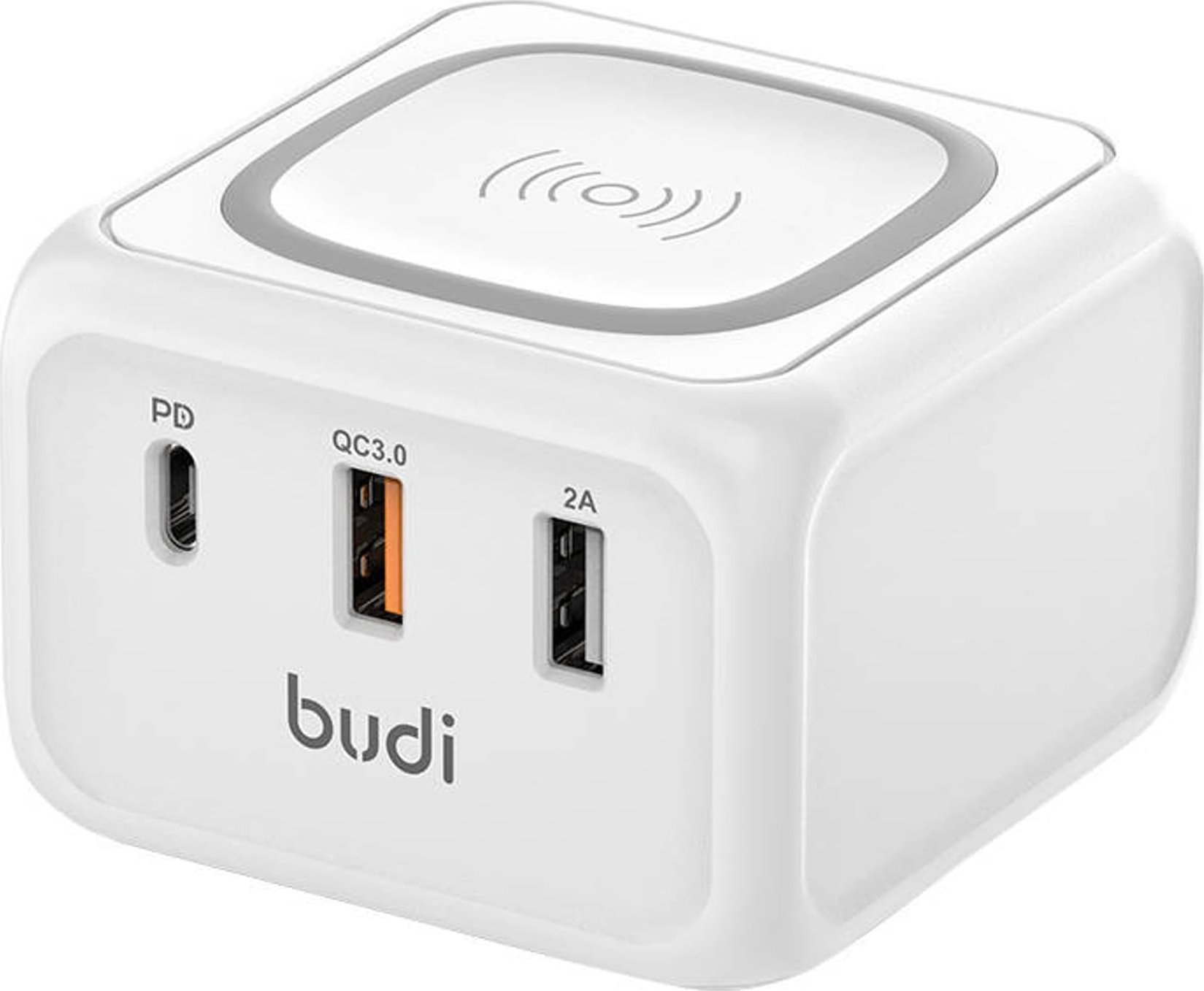 Încărcător Budi Încărcător inductiv Budi 317TE 10W, 2x USB + USB-C, 18W (alb)