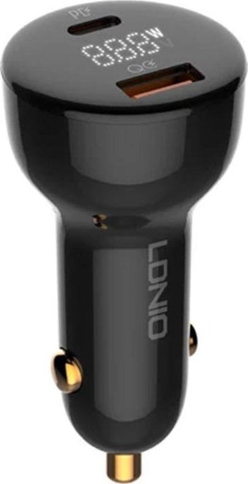 Încărcător LDNIO Încărcător auto LDNIO C101, USB + USB-C, 100 W + cablu USB la Lightning (negru)