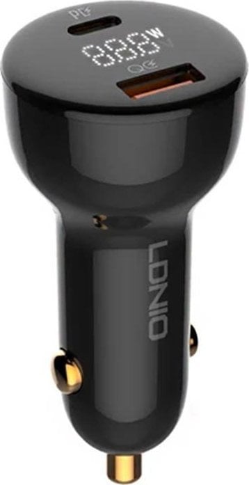 Încărcător LDNIO Încărcător auto LDNIO C101, USB + USB-C, cablu 100W + USB-C la Lightning (negru)